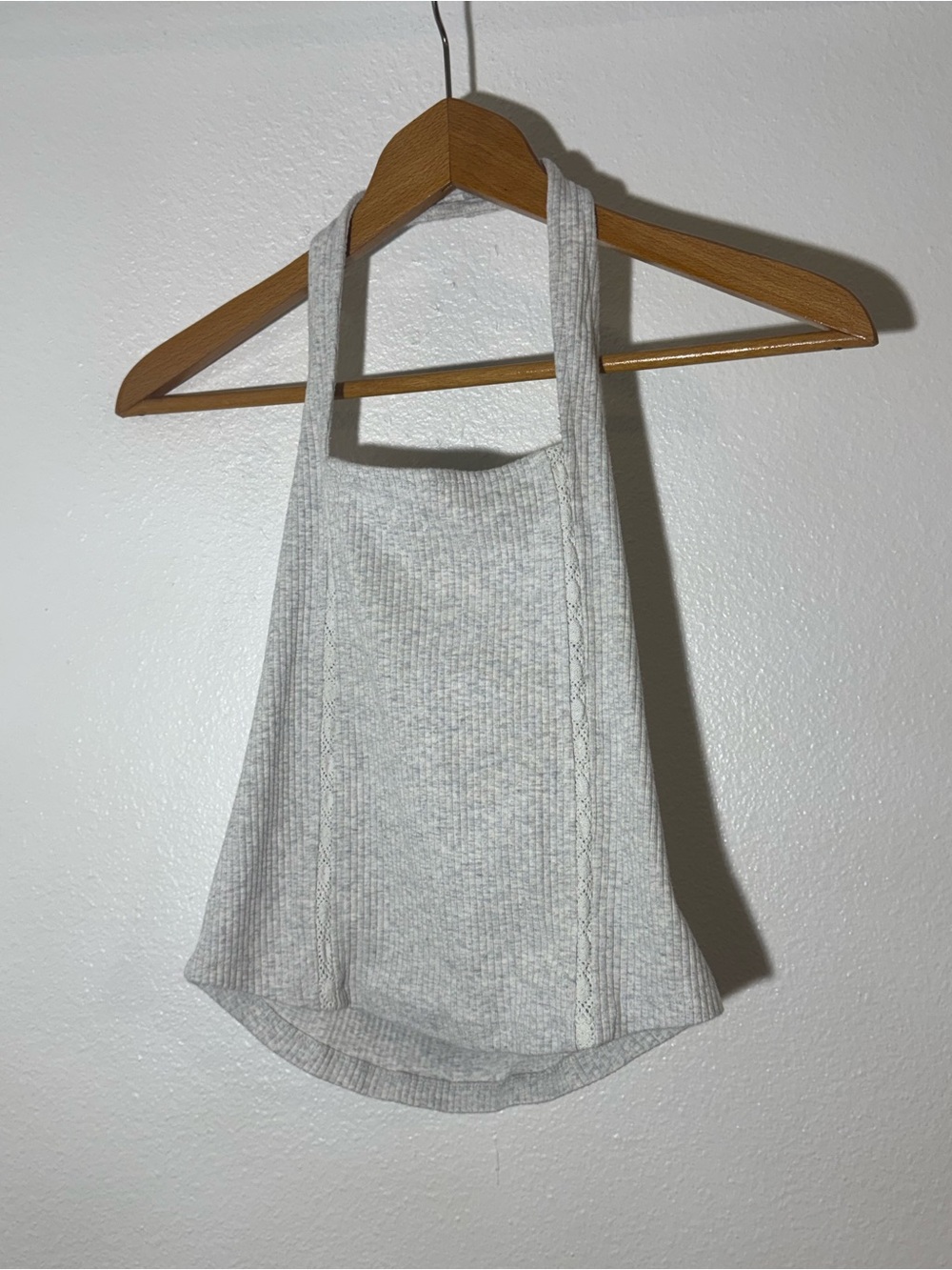 Light Gray American Eagle Ribbed Halter Crop Top